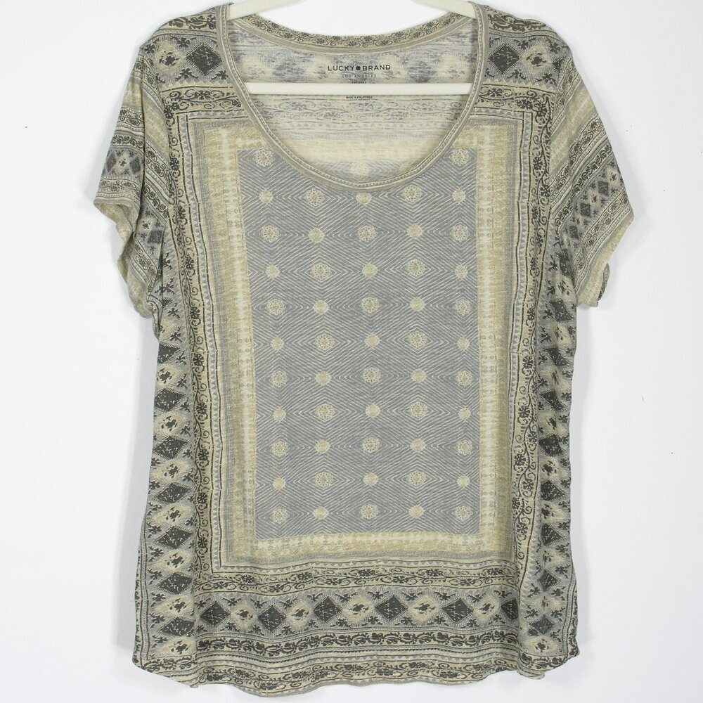 Lucky Brand pull over blouse neutral colors